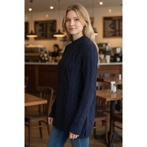 Banana Republic Women's Cable Knit Crew Neck Sweater Preppy Fisherman Grands XS